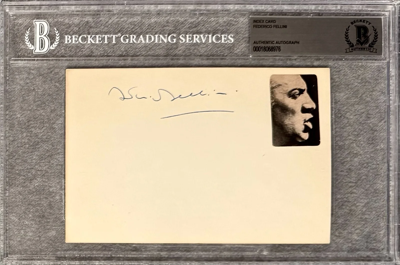 Federico Fellini — FEDERICO FELLINI Signed Autograph 4x6 INDEX CARD La Dolce Vita La Strada BECKETT, image 3
