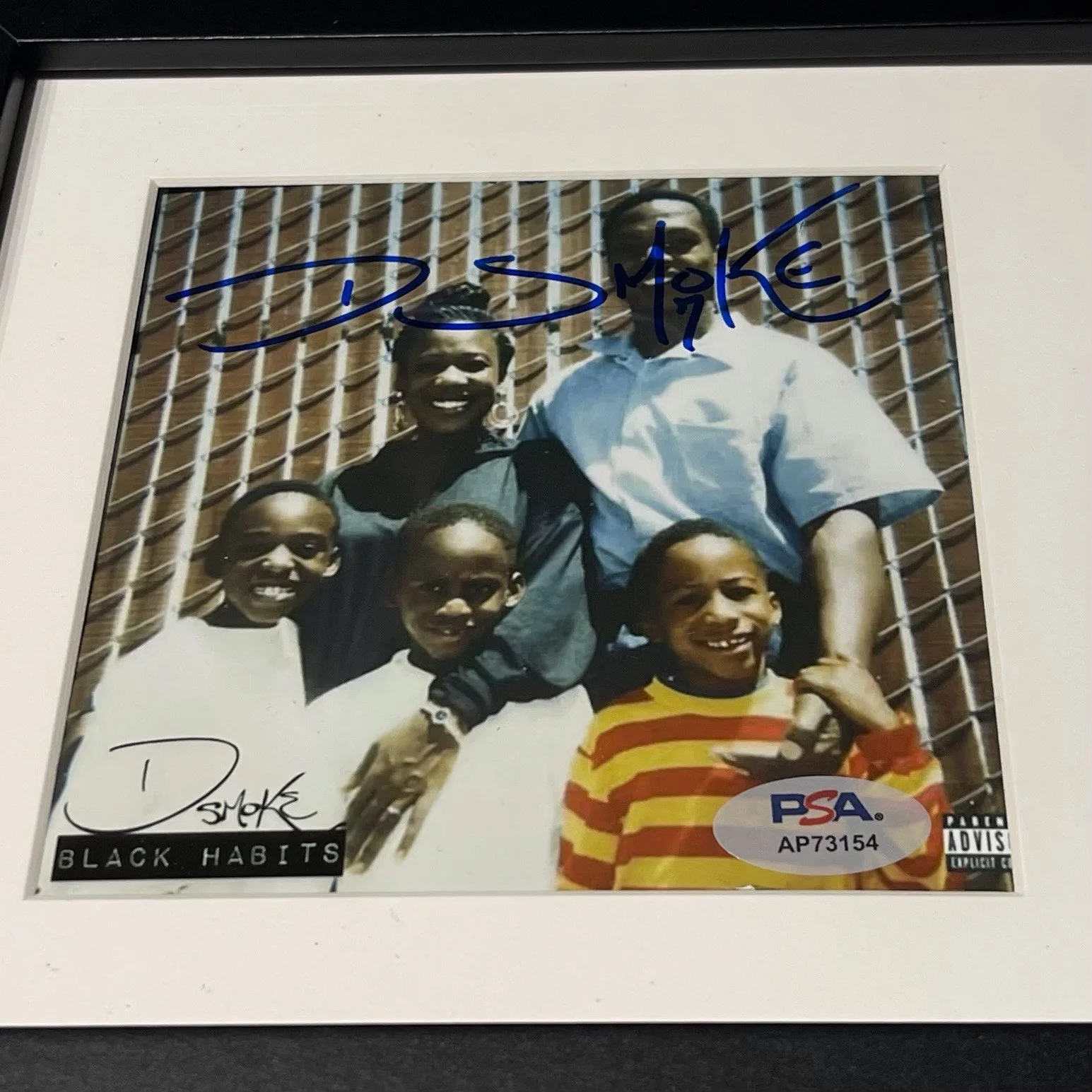 D SMOKE RAPPER SIGNED BLACK HABITS CD ALBUM AUTOGRAPH FRAMED PSA COA, изображение 2