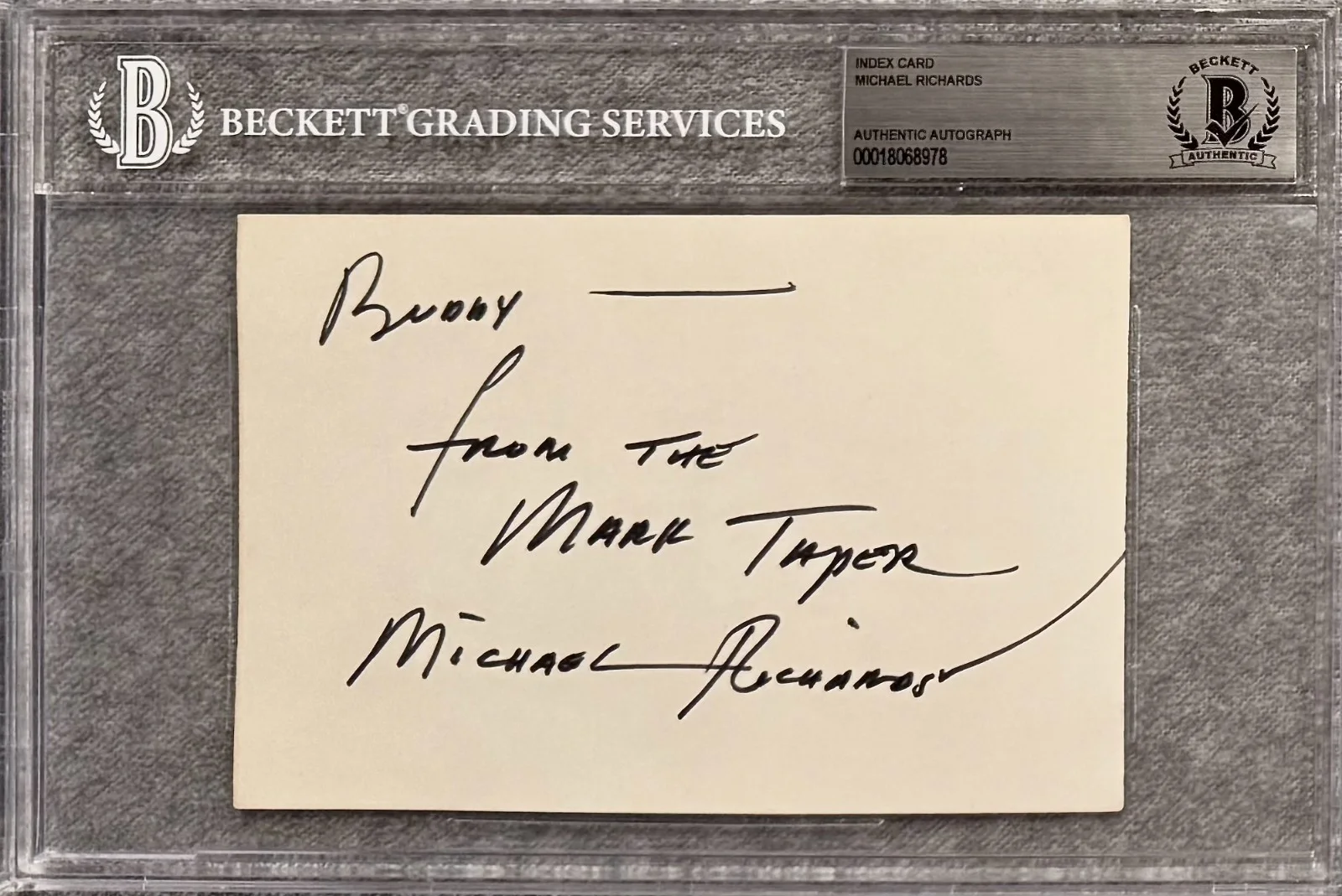 Michael Richards — MICHAEL RICHARDS Autographed Signed 4x6 INDEX CARD SEINFELD KRAMER UHF BECKETT