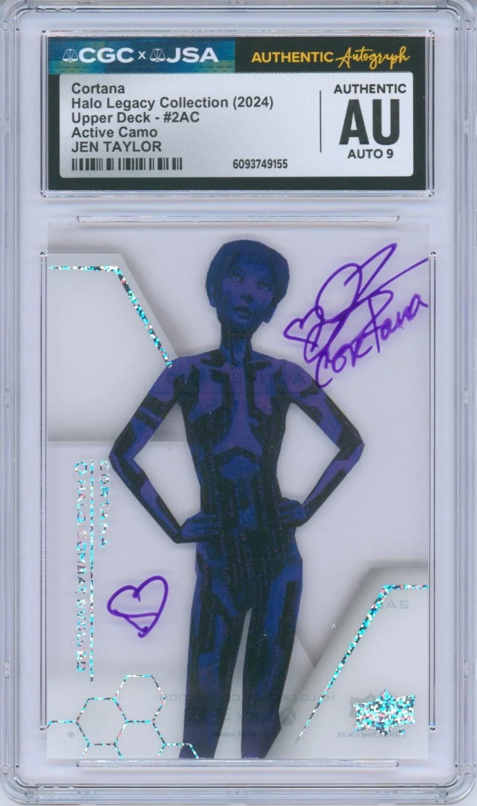 Jen Taylor — Jen Taylor Signed Card Halo Legacy Cortana Active Camo Autograph CGC x JSA SLAB