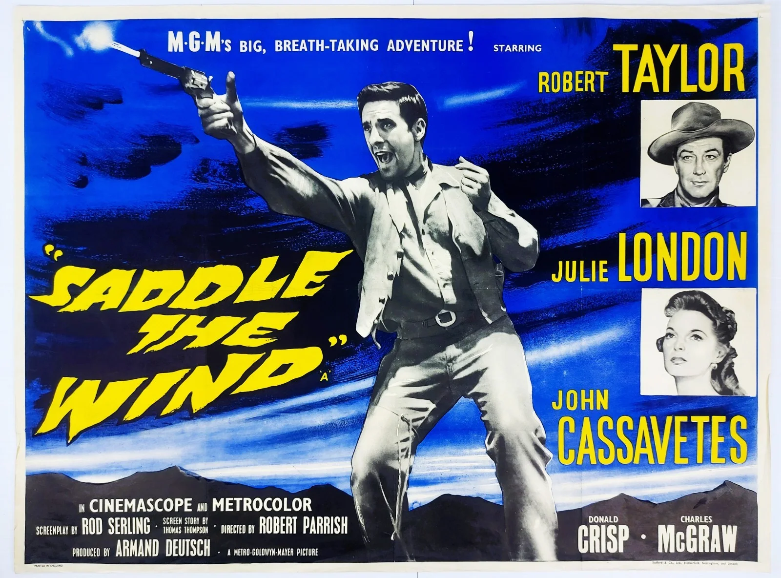 SADDLE THE WIND ORIGINAL UK QUAD MOVIE POSTER 1958 ROBERT TAYLOR, изображение 2