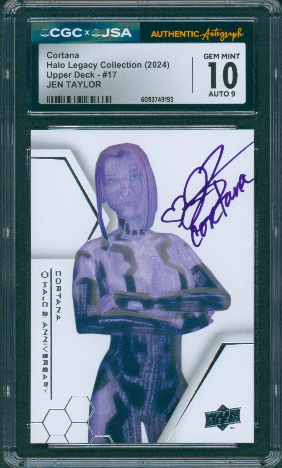Jen Taylor — Jen Taylor Signed Card Halo 2 Legacy Cortana Gem Mint 10 Auto CGC x JSA SLAB