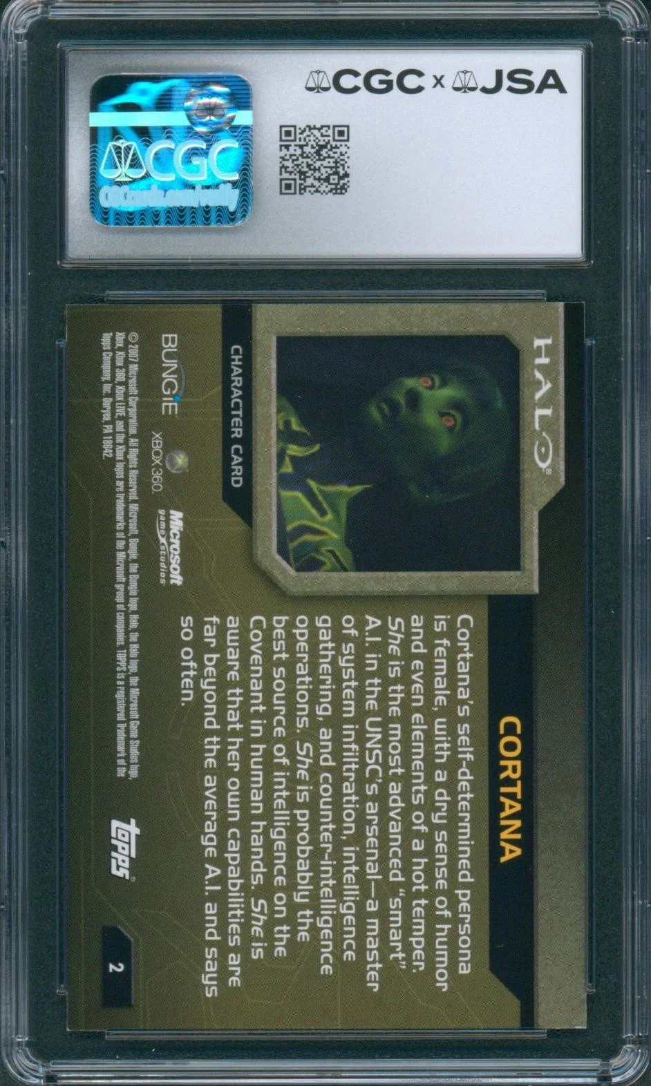 Jen Taylor — Jen Taylor Signed Card Halo Cortana Topps 2007 Mint 9 Autograph CGC x JSA SLAB, изображение 2