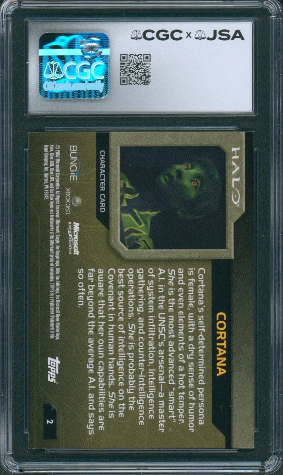 Jen Taylor — Jen Taylor Signed Card Halo Cortana Topps 2007 Gem Mint 10 CGC x JSA SLAB, изображение 2