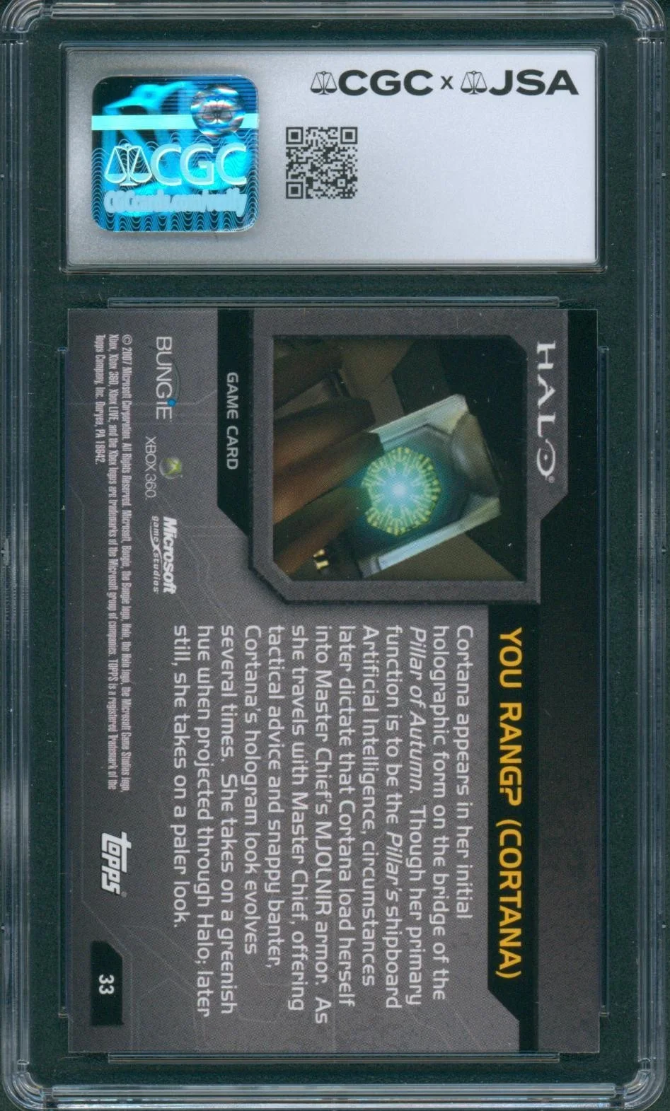 Jen Taylor — Jen Taylor Signed Card Halo Cortana Topps 2007 Gem Mint 10 CGC x JSA SLAB, изображение 2