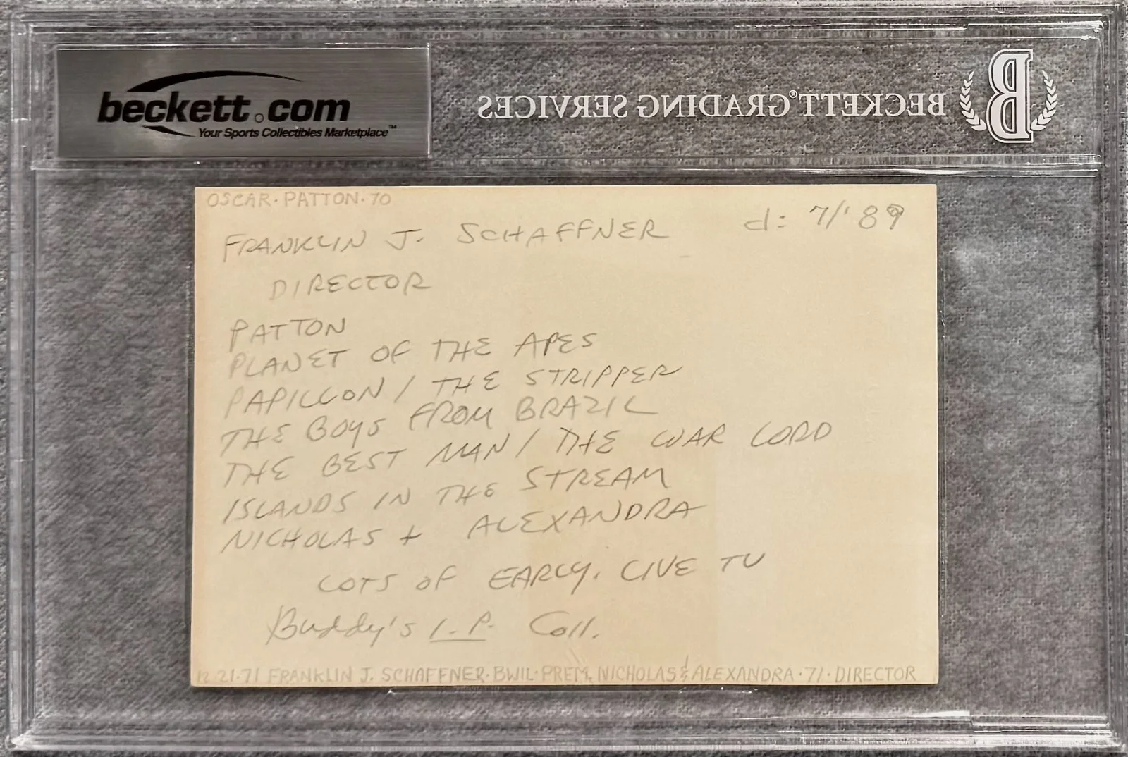 Franklin J. Schaffner — FRANKLIN J. SCHAFFNER Signed Autograph 4x6 INDEX CARD PATTON Papillon BECKETT, image 4
