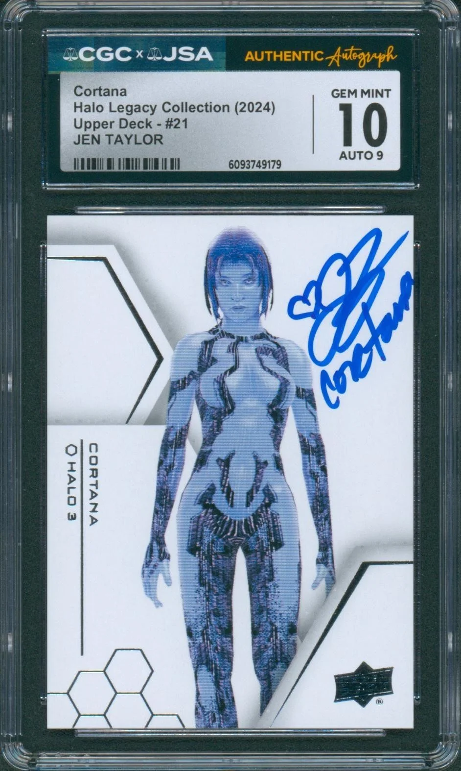 Jen Taylor — Jen Taylor Signed Card Halo 3 Legacy Cortana Gem Mint 10 Auto CGC x JSA SLAB