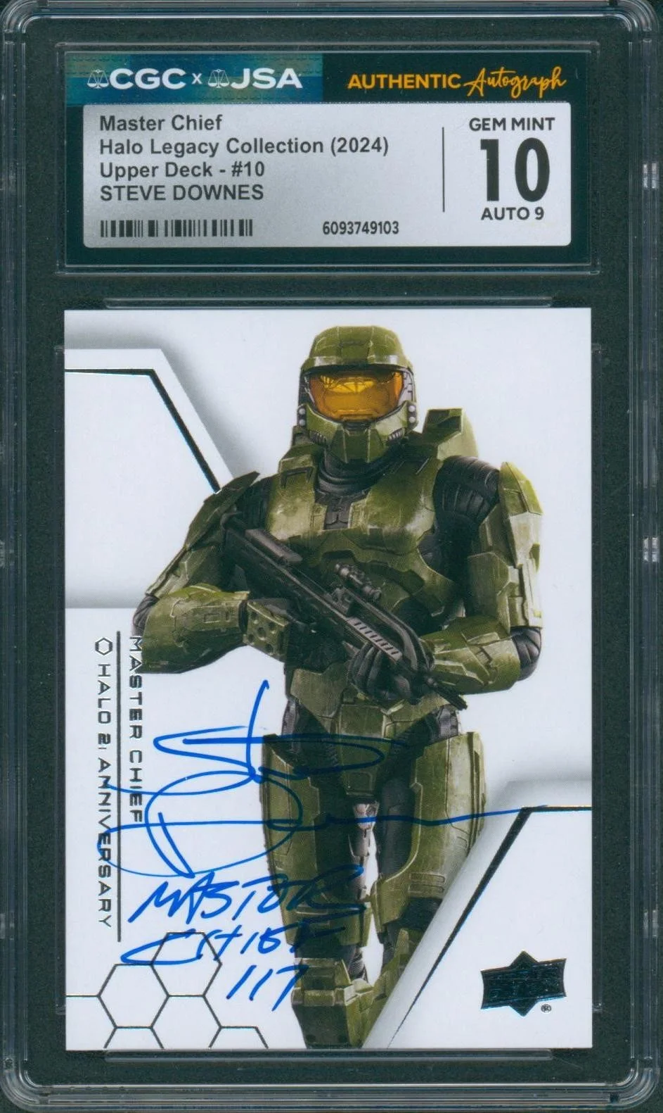 Steve Downes — Steve Downes Signed Card Halo Legacy Master Chief Gem Mint 10 CGC x JSA SLAB
