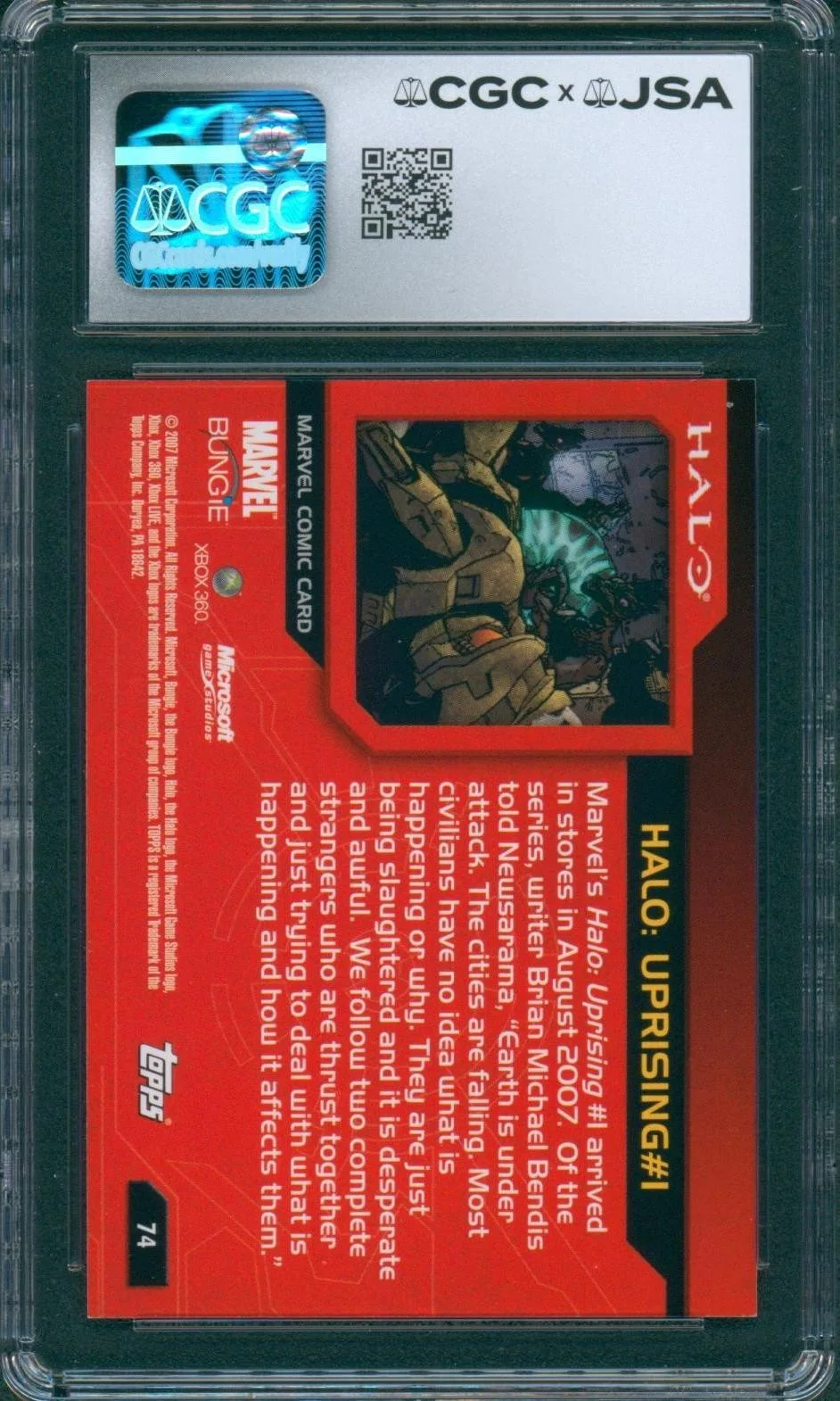Steve Downes — Steve Downes Signed Card Halo Master Chief Topps 2007 Mint+ 9.5 CGC x JSA SLAB, изображение 2