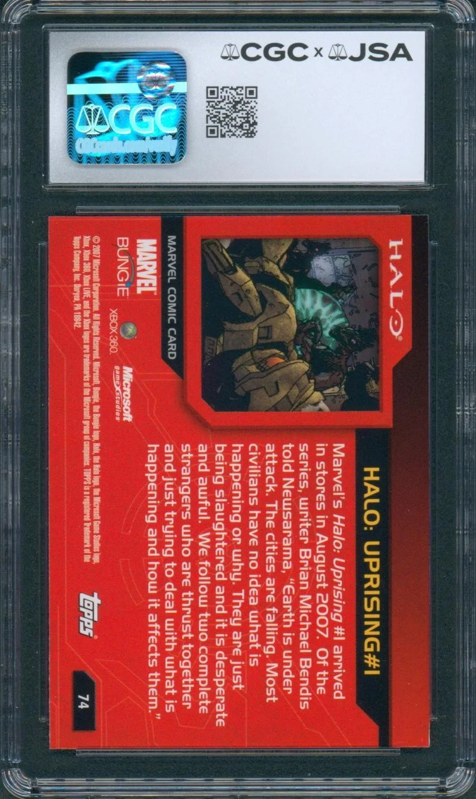 Steve Downes — Steve Downes Signed Card Halo Master Chief Topps 2007 Gem Mint 10 CGC x JSA SLAB, image 2