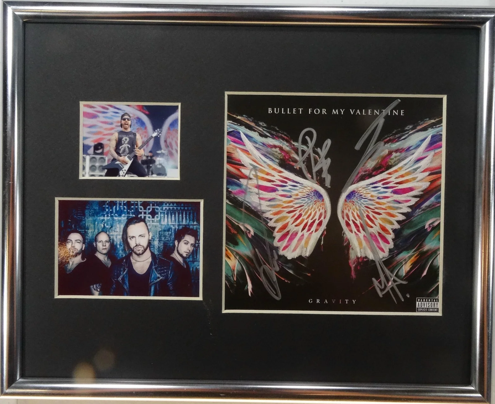 SIGNED BULLET FOR MY VALENTINE AUTOGRAPHED FRAVITY CD MATTED DISPLY JSA # V70115, image 2