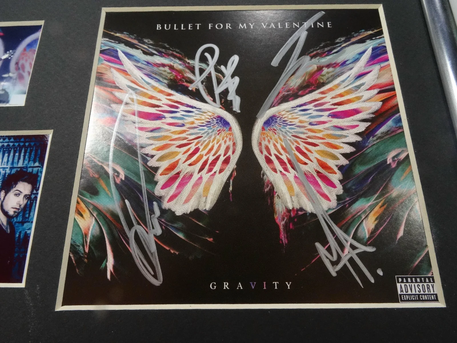 SIGNED BULLET FOR MY VALENTINE AUTOGRAPHED FRAVITY CD MATTED DISPLY JSA # V70115, image 3