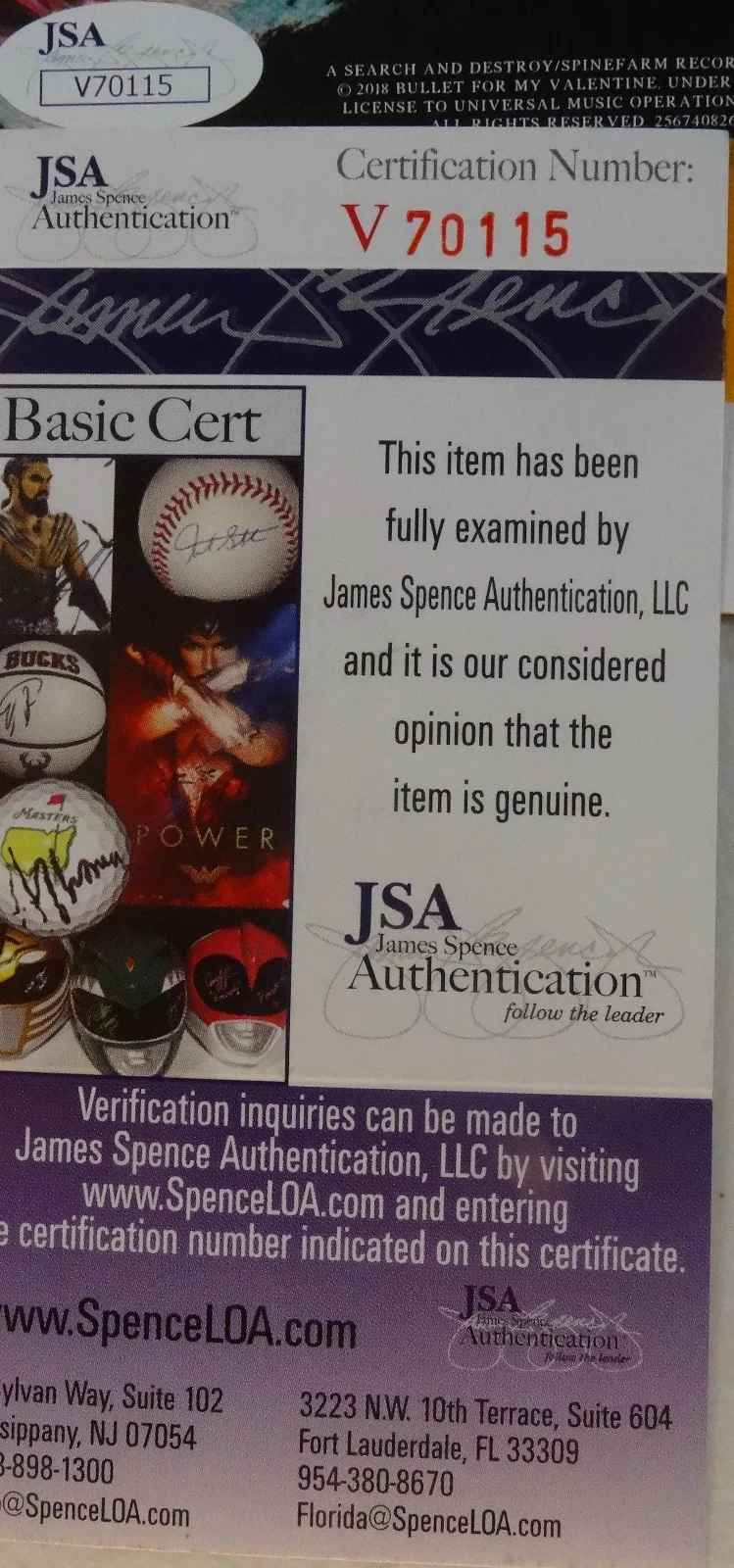SIGNED BULLET FOR MY VALENTINE AUTOGRAPHED FRAVITY CD MATTED DISPLY JSA # V70115, image 4