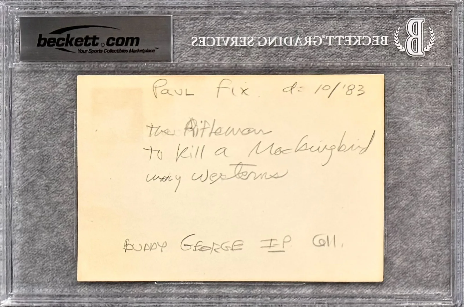 Paul Fix — PAUL FIX Signed Autograph 4x6 INDEX CARD GIANT STAR TREK THE RIFLEMAN BECKETT, изображение 2