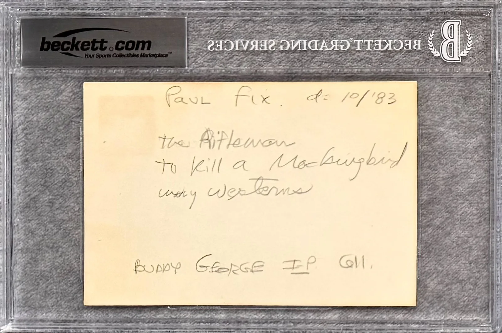 Paul Fix — PAUL FIX Signed Autograph 4x6 INDEX CARD GIANT STAR TREK THE RIFLEMAN BECKETT, изображение 4
