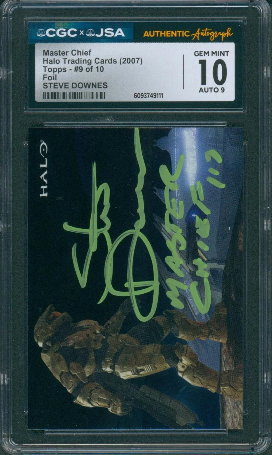 Steve Downes — Steve Downes Signed Card Halo Master Chief Foil 2007 Gem Mint 10 CGC x JSA SLAB