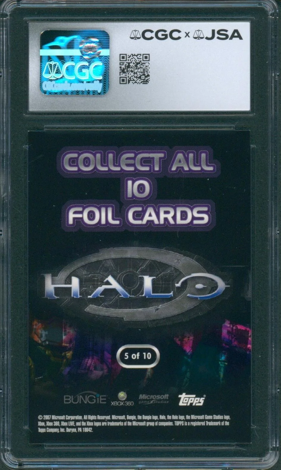 Steve Downes — Steve Downes Signed Card Halo Master Chief Foil Topps 2007 Mint 9 CGC x JSA SLAB, image 2