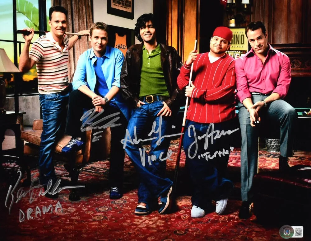 Adrian Grenier, Kevin Connolly, Jerry Ferrara & Kevin Dil — Entourage Cast Autographed Entourage 11x14 Photo- Beckett W Hologram *Silver