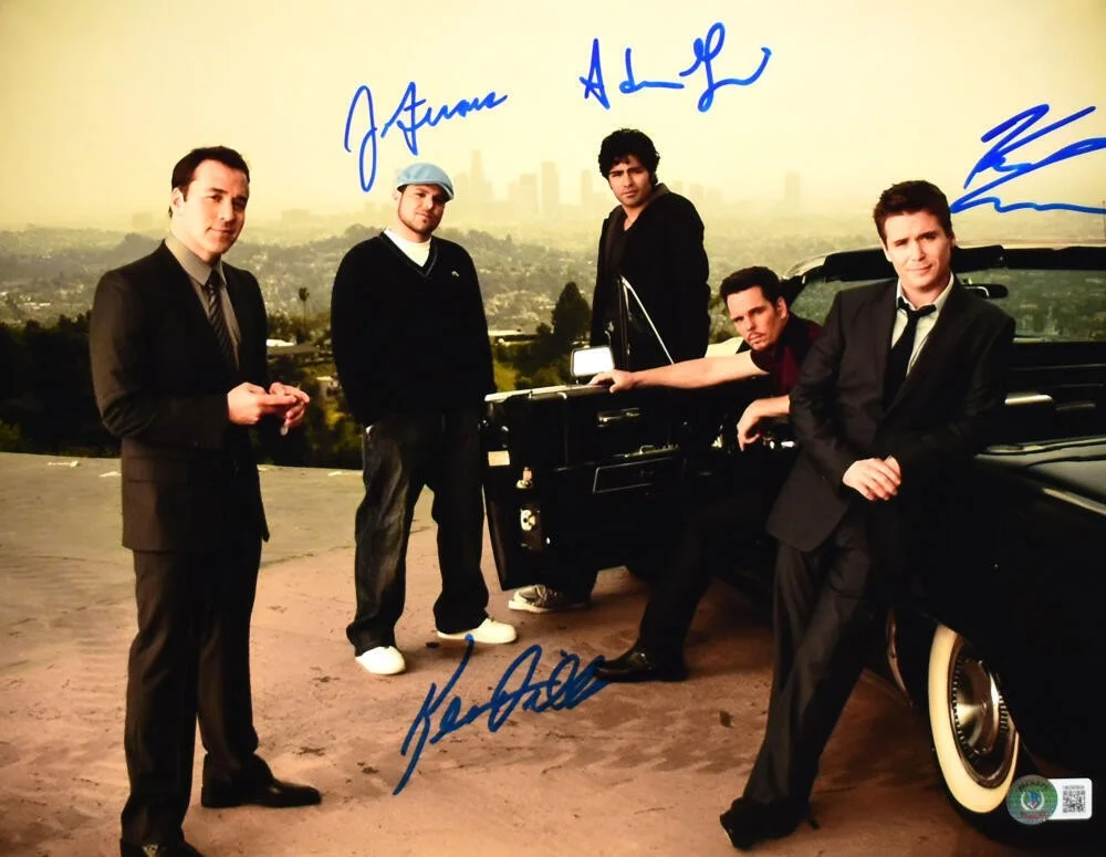 Adrian Grenier, Kevin Connolly, Jerry Ferrara & Kevin Dil — Entourage Cast Autographed Entourage 11x14 Photo- Beckett W Hologram *Blue