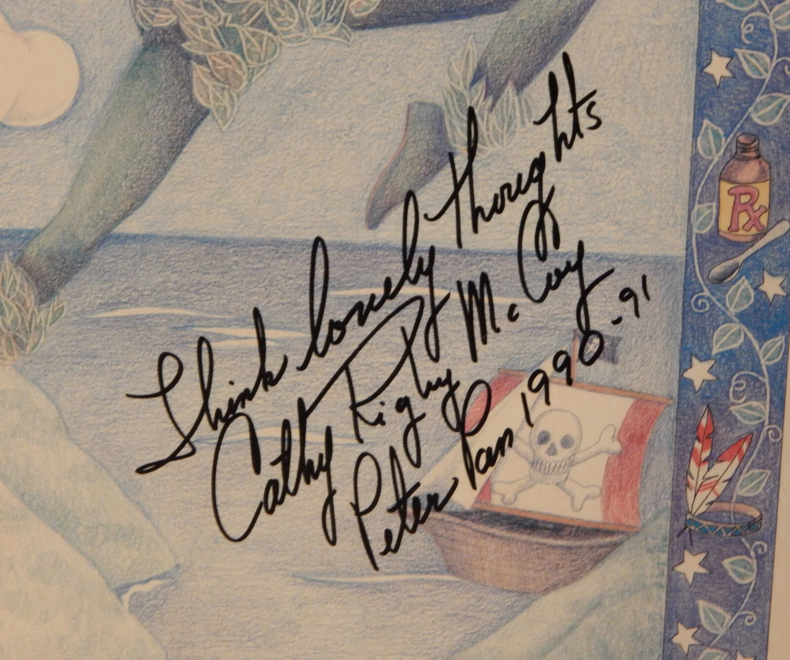 Cathy Rigby McCoy — 1990 Peter Pan - The Musical Cathy Rigby McCoy Autographed Poster 22" X 14" Orig, изображение 2