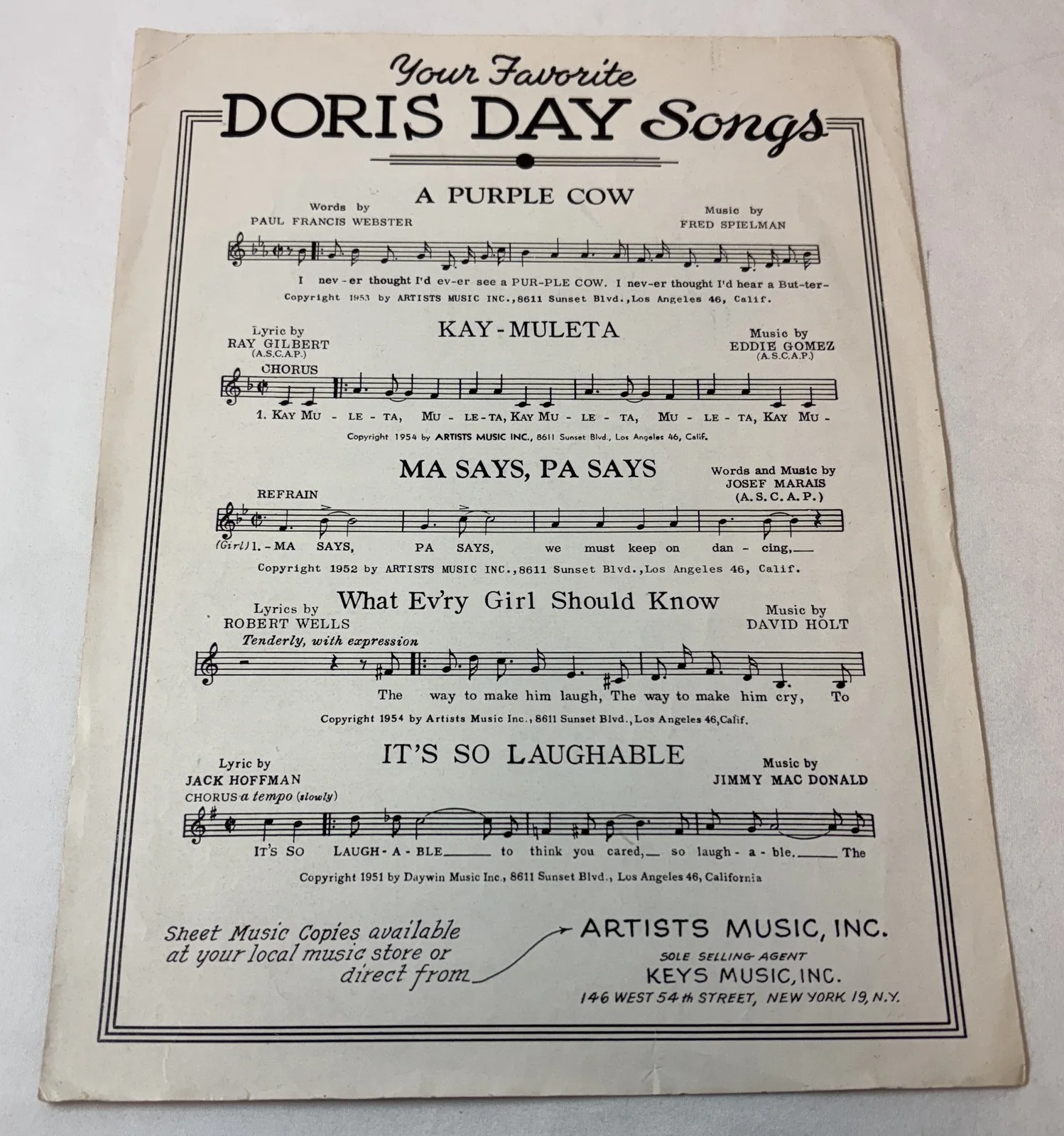 THERE'S A RISING MOON signed sheet music ~DORIS DAY+FRANK SINATRA AUTOGRAPHS~LOA, изображение 2