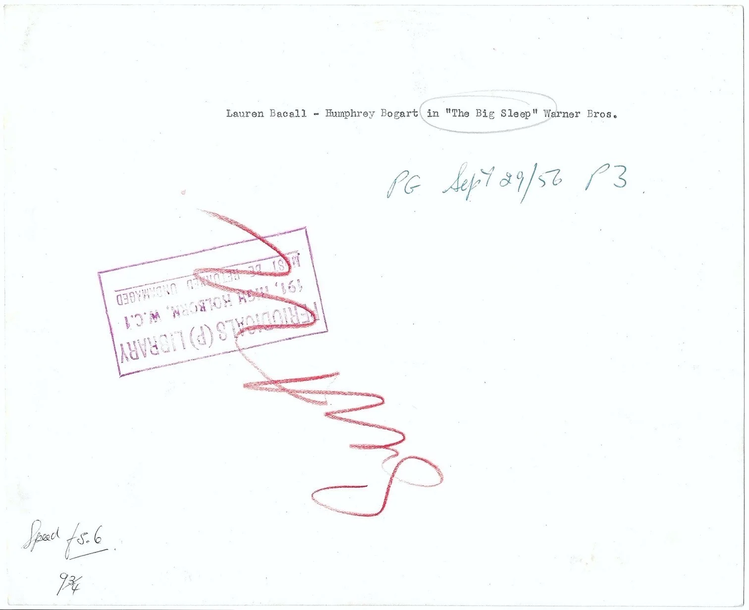 The Big Sleep 1x ORIGINAL Press Studio Still Humphrey Bogart Howard Hawks Bacall, изображение 2
