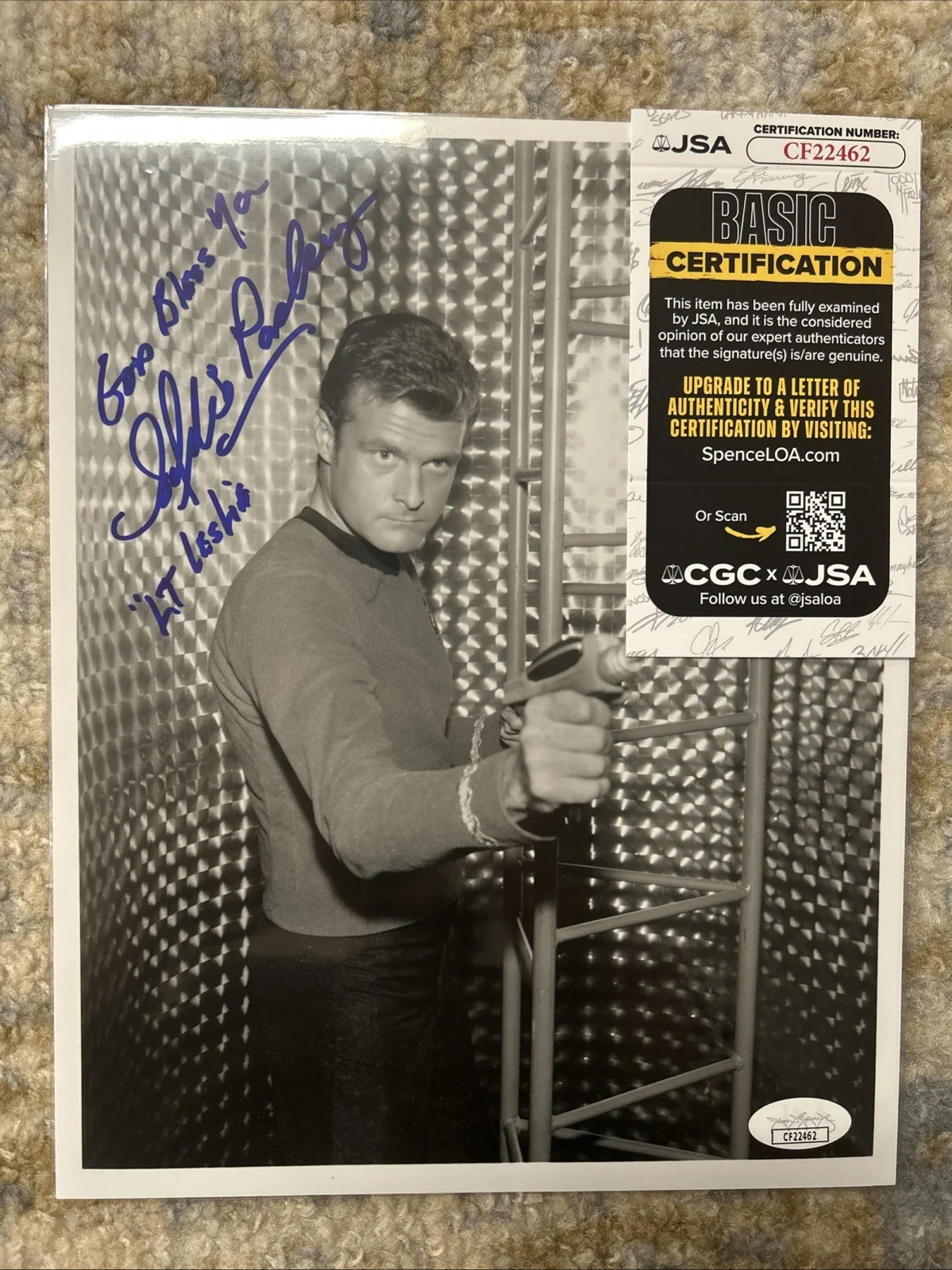 Eddie Paskey — Eddie Paskey Signed StarTrek LT Leslie STOS B&W Photo JSA Authenticated, image 2