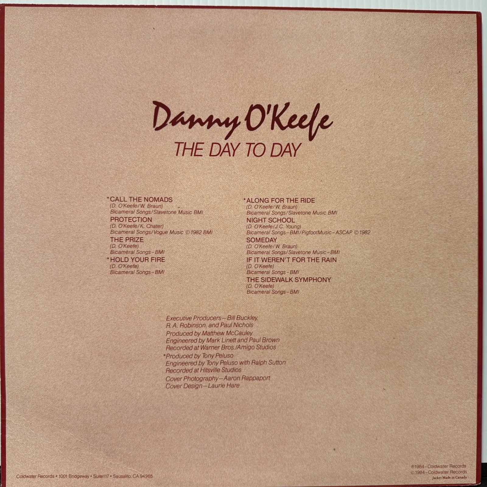 DANNY O'KEEFE - AUTOGRAPHED TO MIRO "Day To Day" USA vinyl album LP 5384 NM, изображение 3