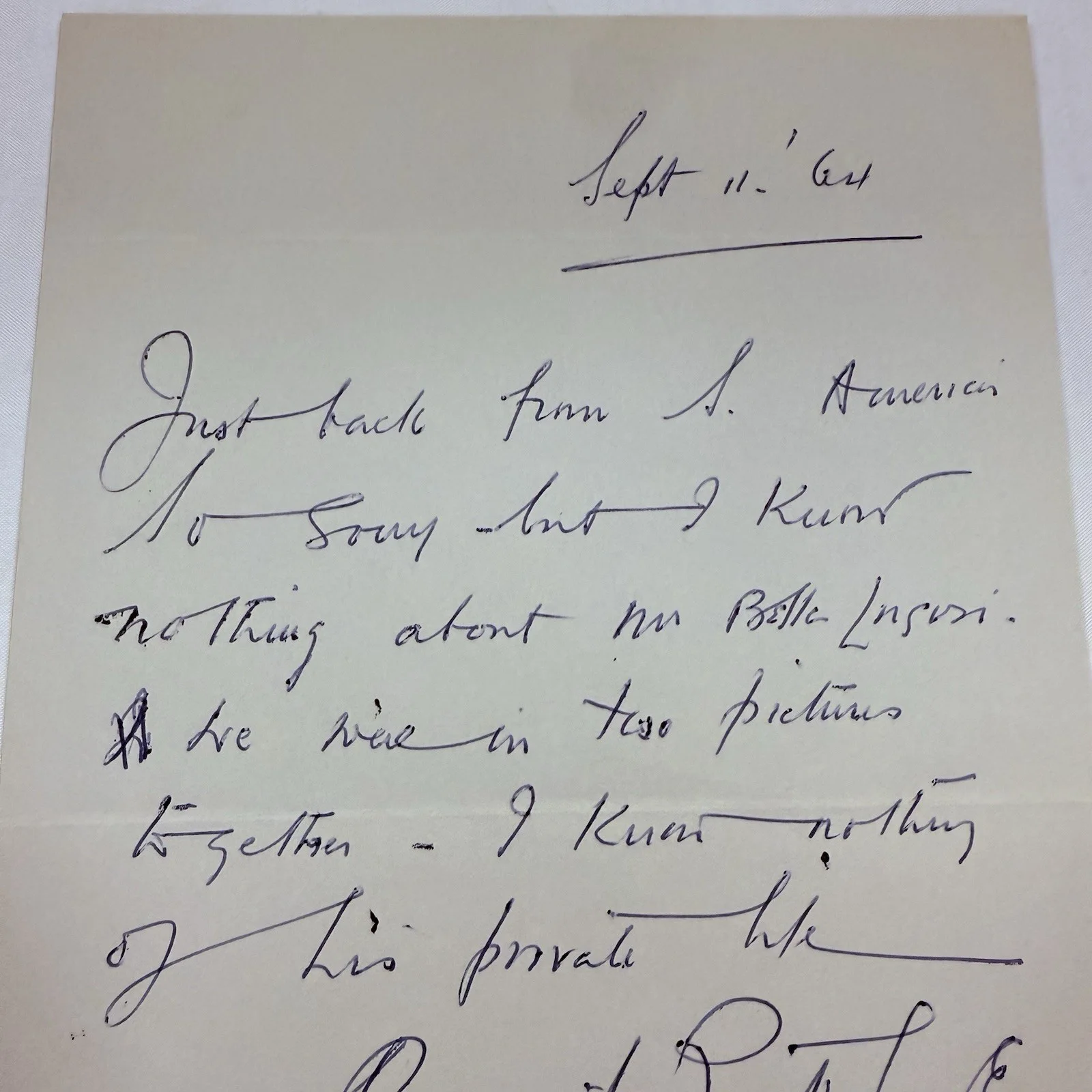 Basil Rathbone — 1964 Basil Rathbone Handwritten Signed Letter To Bela Lugosi Fan Club, изображение 3