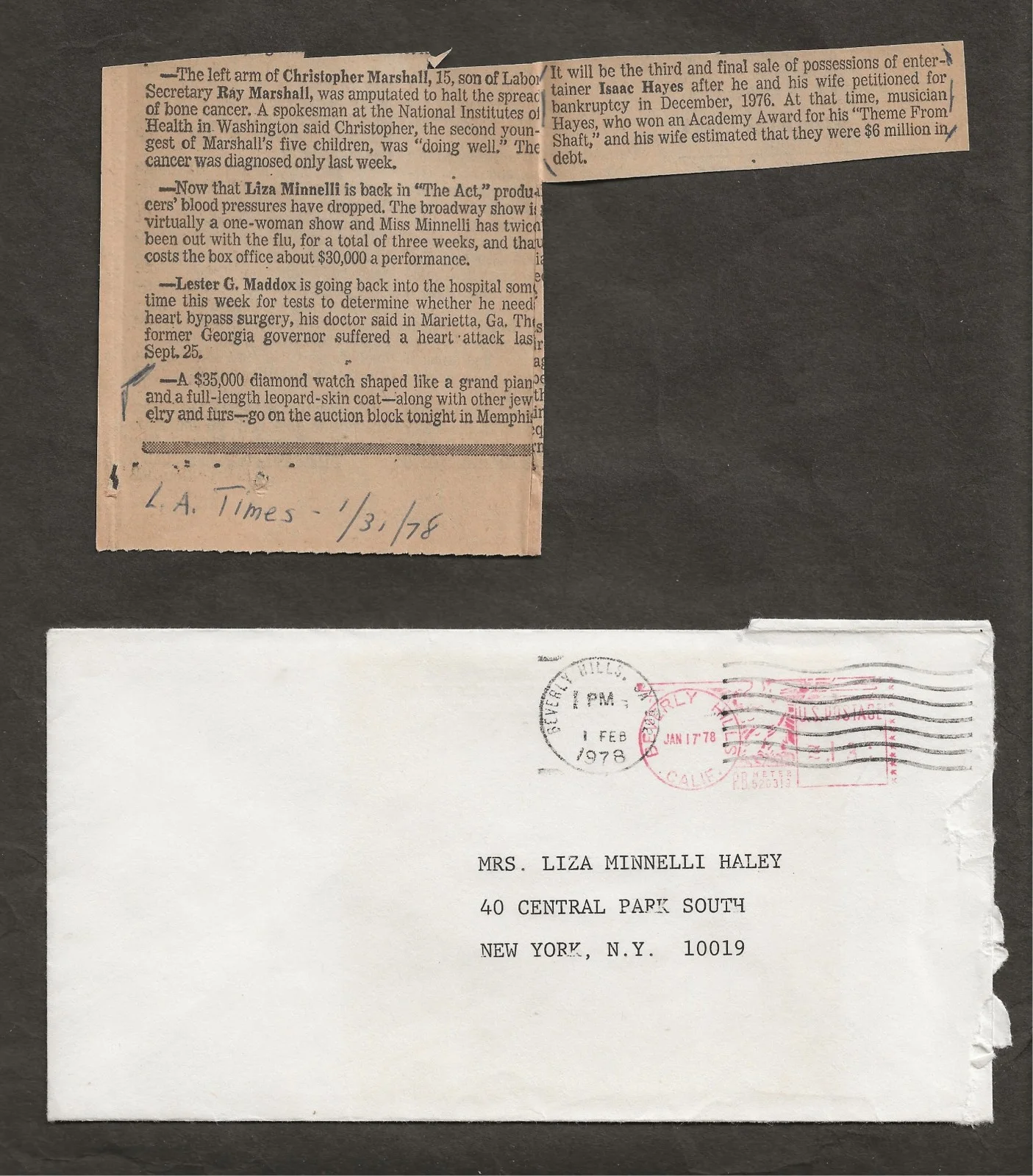 JACK HALEY SIGNED LETTER TO LIZA MINNELLI, image 2