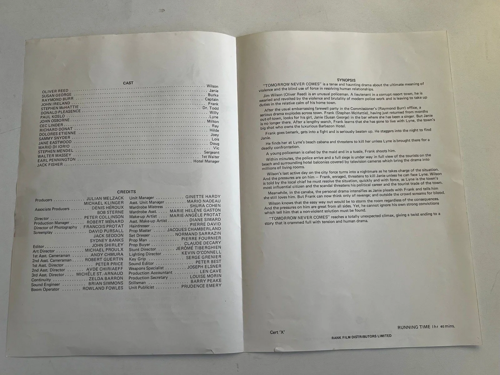 Tomorrow Never Comes Film Programme with Private Screening Tickets 1978 Rank, image 3