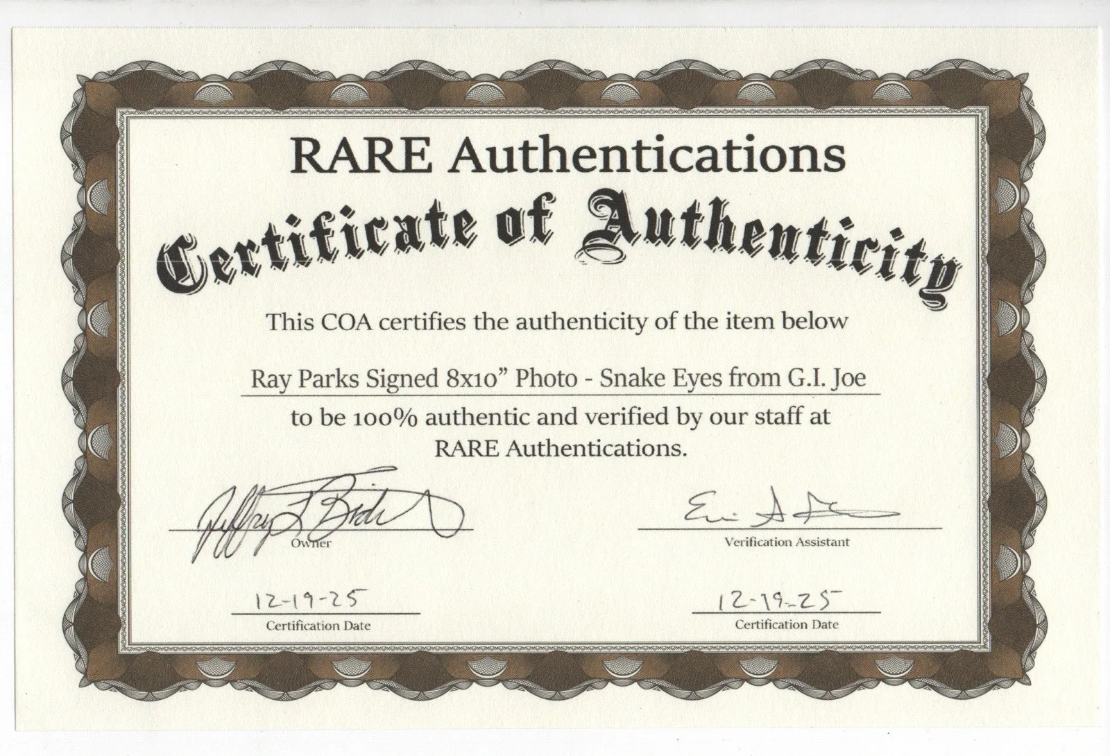 Ray Park — RAY PARK SIGNED Snake Eyes 8X10” Color PHOTO W/COA G.I. Joe Autograph, изображение 2