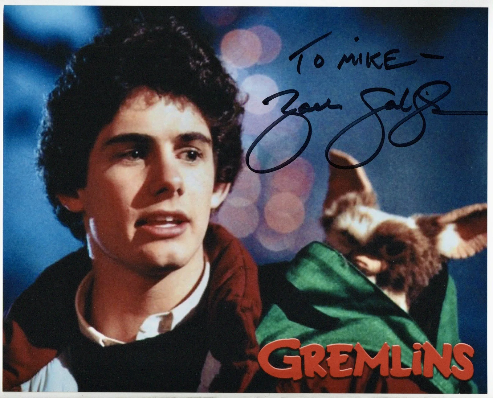 Zach Gilligan — ZACH GALLIGAN BILLY GREMLINS SIGNED AUTOGRAPHED 8X10” Color Photo W/COA