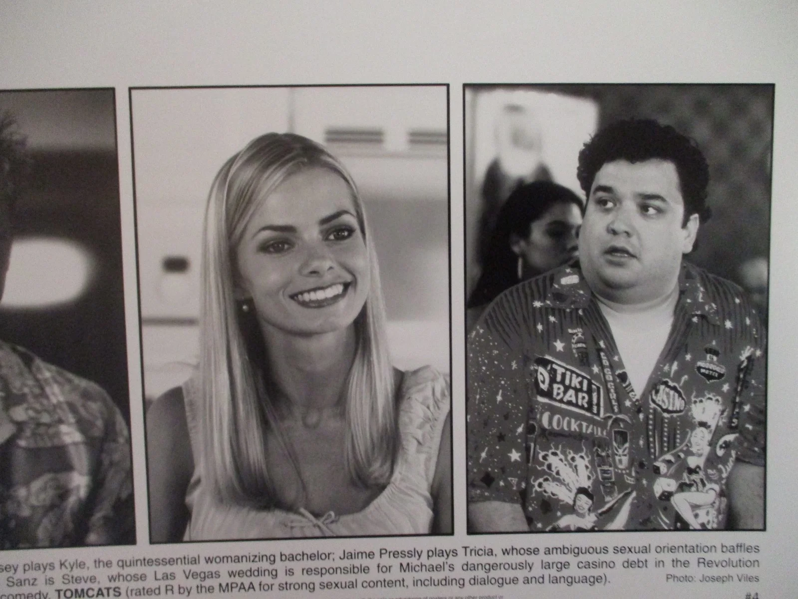 Horatio Sanz/Jaime Pressly/Jake Busey(TOMCATS)2001 10x 8 Black/White Press Photo, image 2