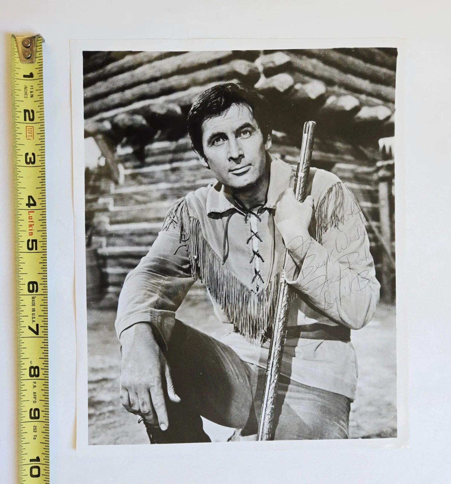 FESS PARKER — VINTAGE SIGNED FESS PARKER #4 DANIEL BOONE PHOTO NBC TV SERIES AUTOGRAPH