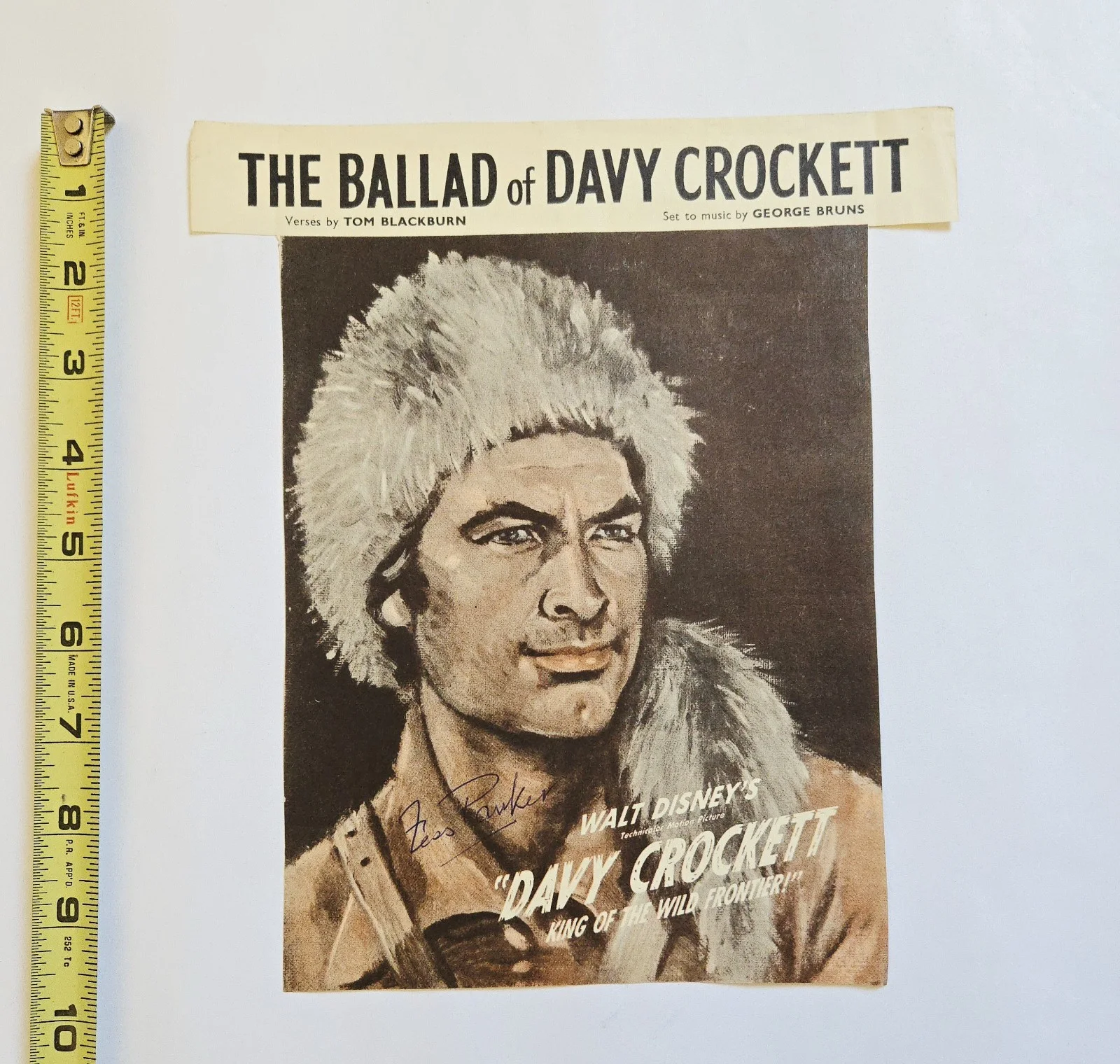 FESS PARKER — VINTAGE SIGNED FESS PARKER #2 DAVY CROCKETT WALT DISNEY TV SERIES AUTOGRAPH, изображение 2