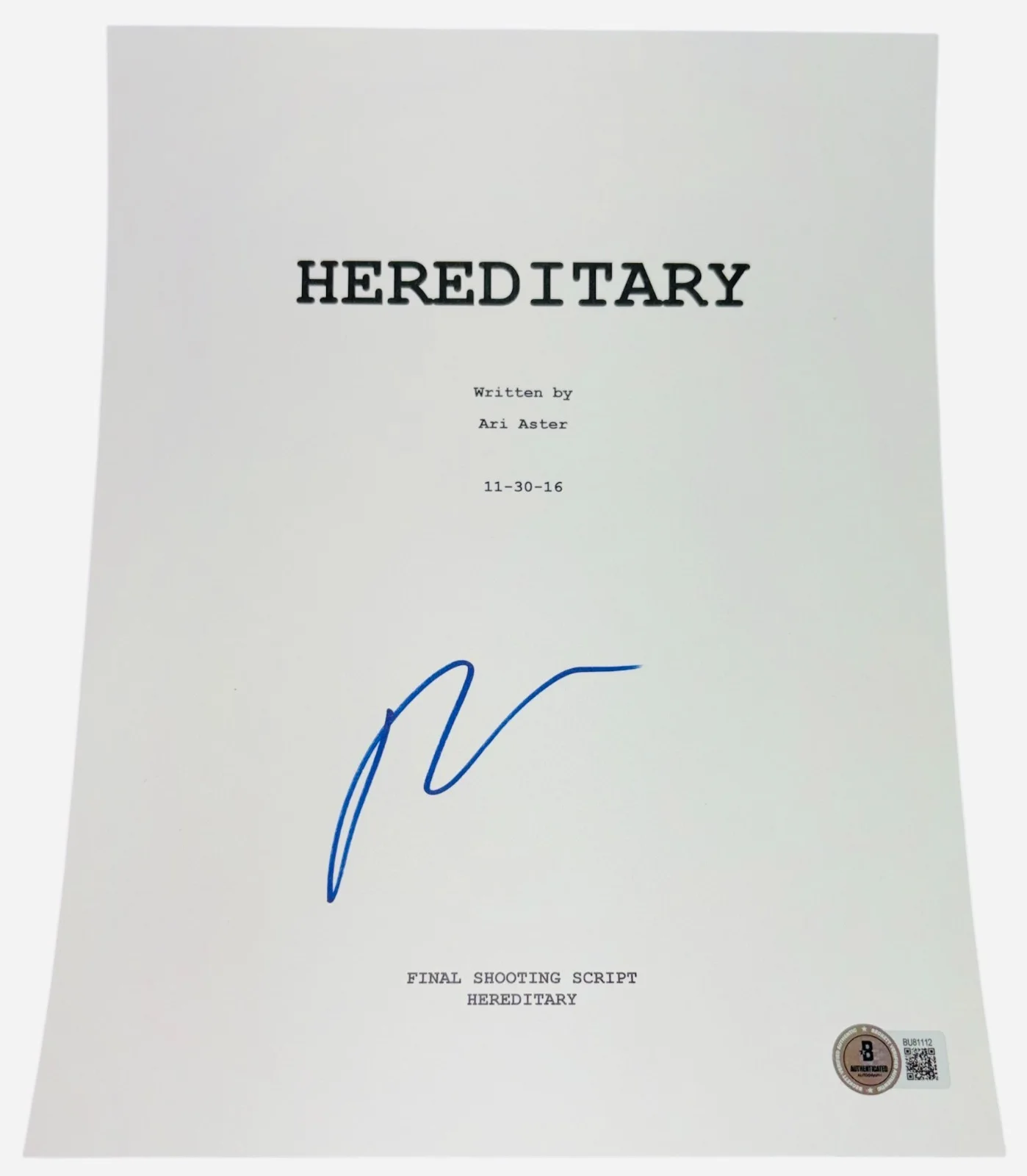Ari Aster — Ari Aster Signed Autograph Hereditary Full Movie Script Screenplay Beckett BAS
