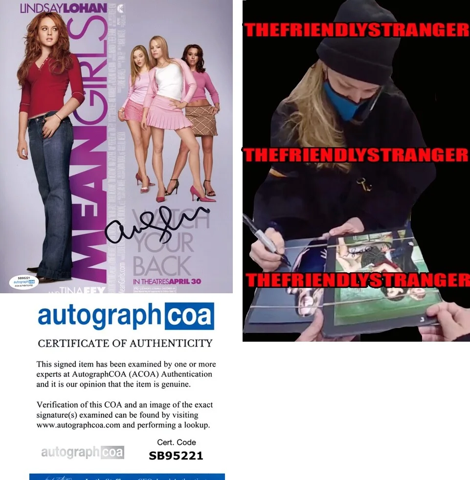 AMANDA SEYFRIED — Amanda Seyfried signed "MEAN GIRLS" 8x10 Photo Lindsay Lohan SEXY Karen ACOA COA