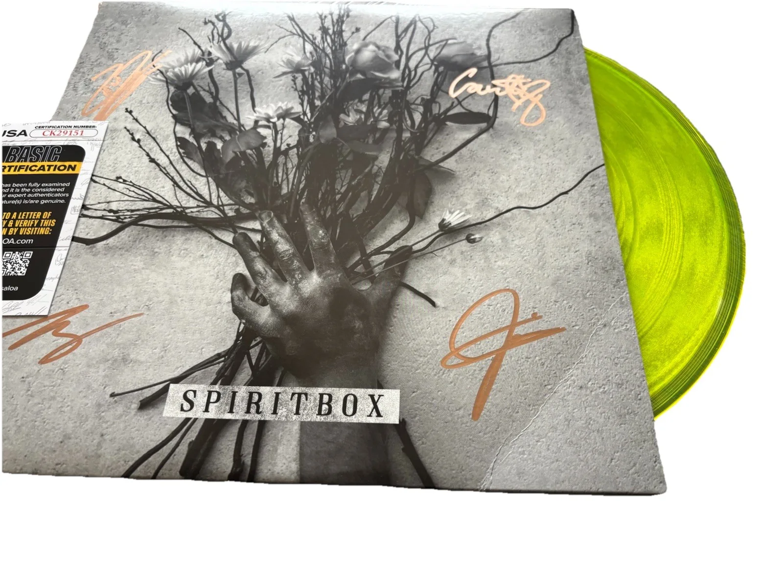SPIRITBOX SELF TITLED S/T YELLOW SIGNED JSA COA Vinyl LP Record RARE (READ), изображение 2