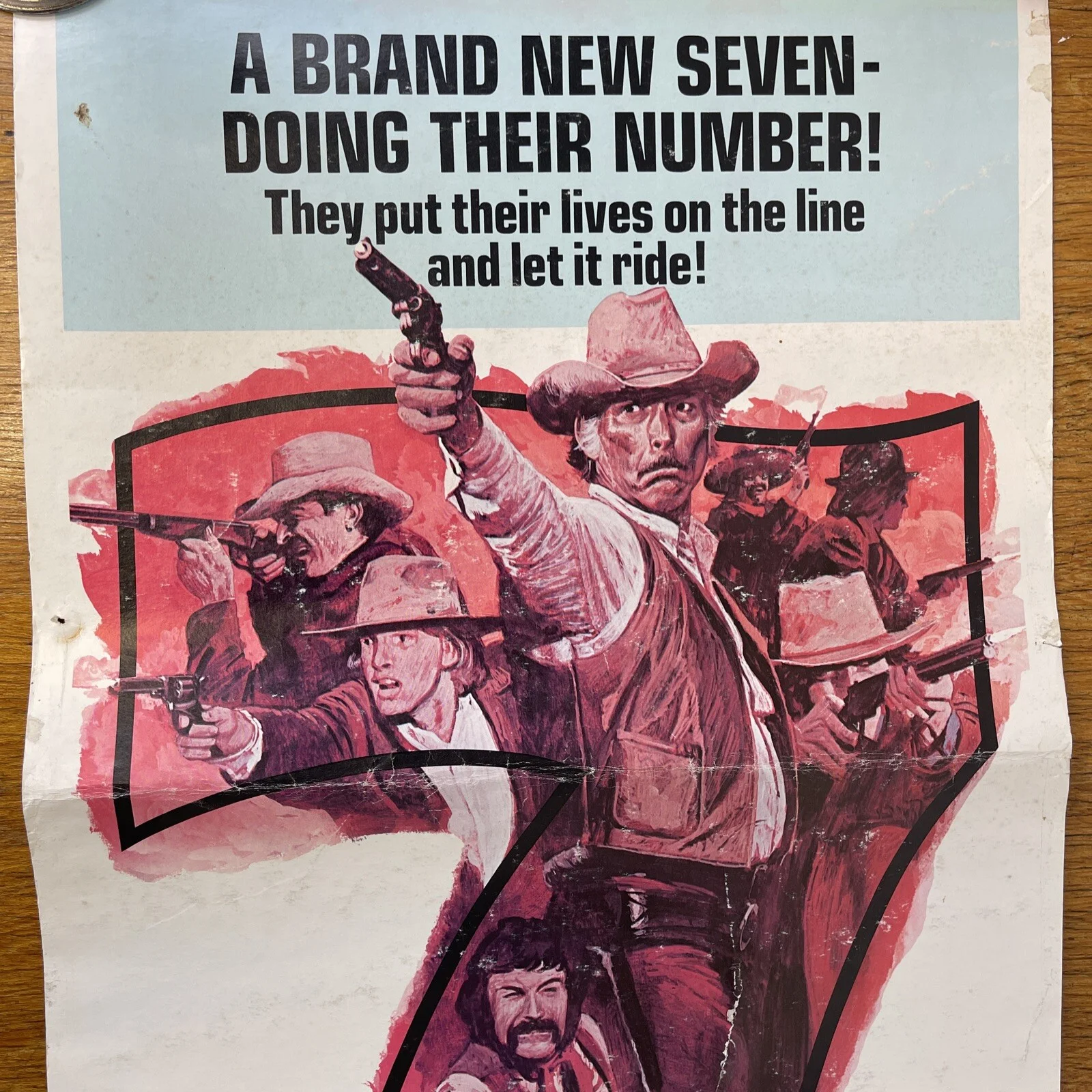 The Magnificent Seven Original 1972 Movie Poster 3ft Cinema Ad Lee Van Cleef, изображение 2
