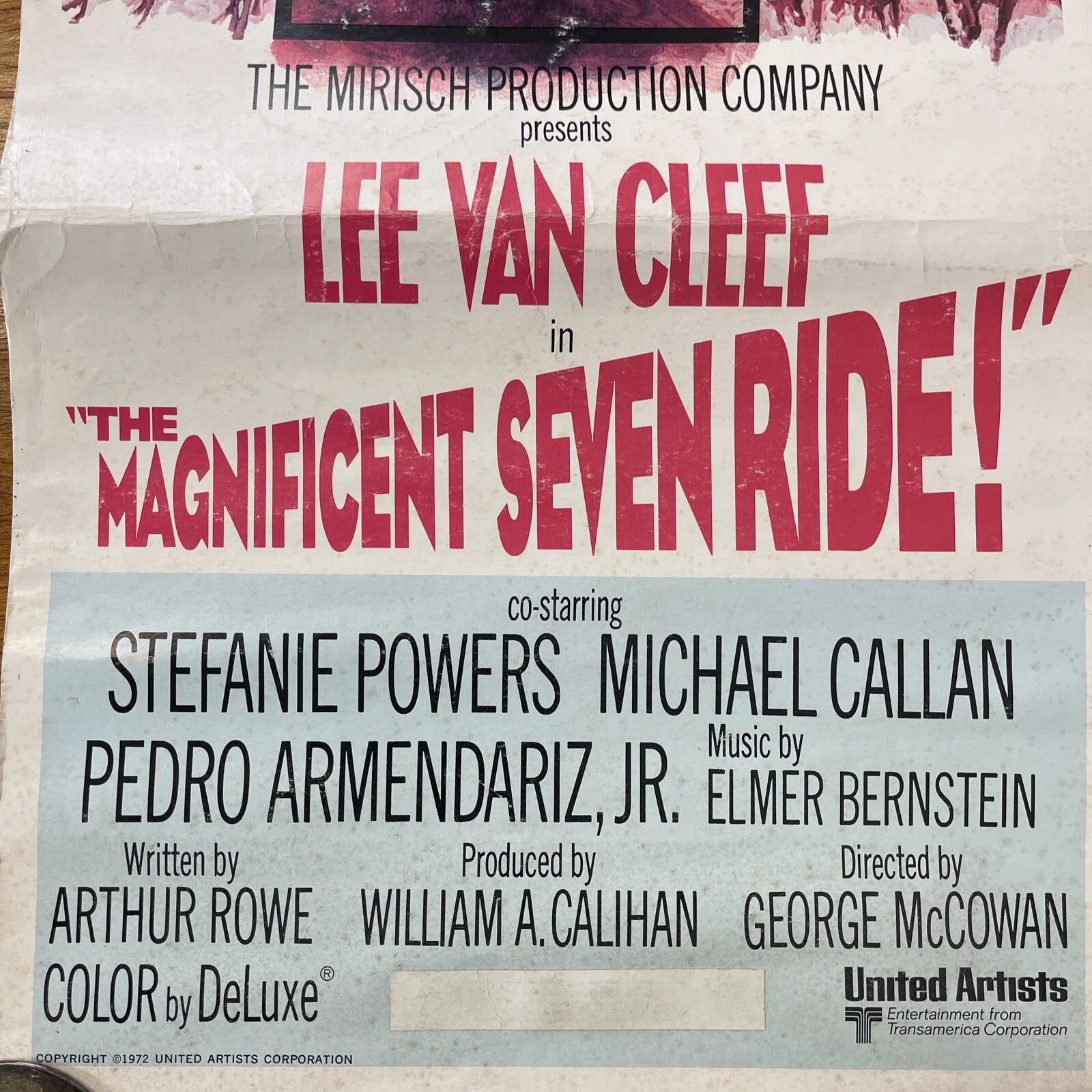 The Magnificent Seven Original 1972 Movie Poster 3ft Cinema Ad Lee Van Cleef, изображение 5