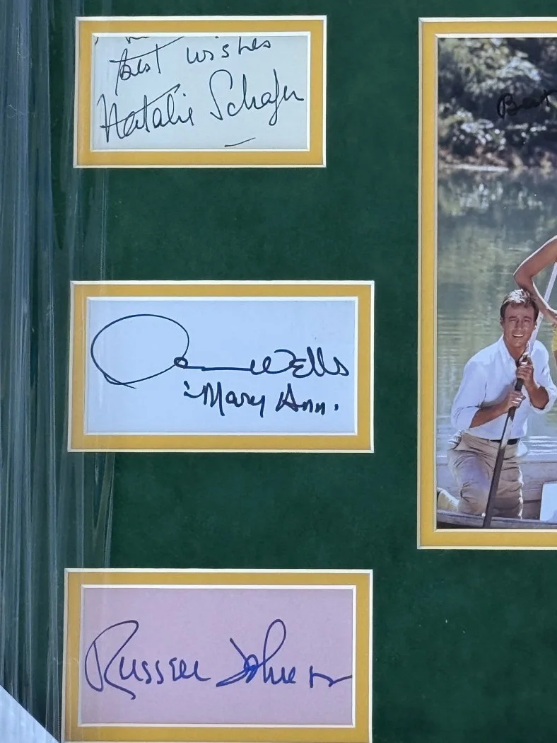 Bob Denver, Alan Hale Jr, Jim Backus, Tina Louise — Gilligan's Island Signed Cuts & Photo Bob Denver Sherwood Schwartz +5 Framed BAS, изображение 2