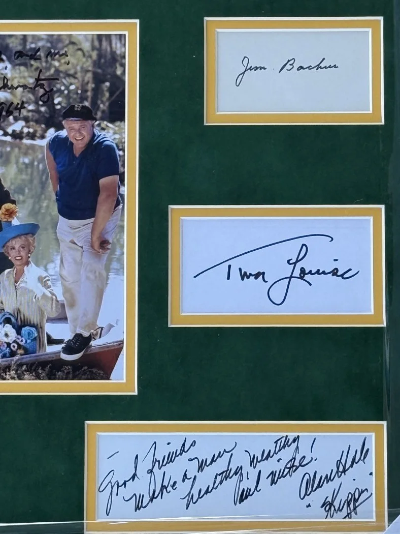 Bob Denver, Alan Hale Jr, Jim Backus, Tina Louise — Gilligan's Island Signed Cuts & Photo Bob Denver Sherwood Schwartz +5 Framed BAS, изображение 3