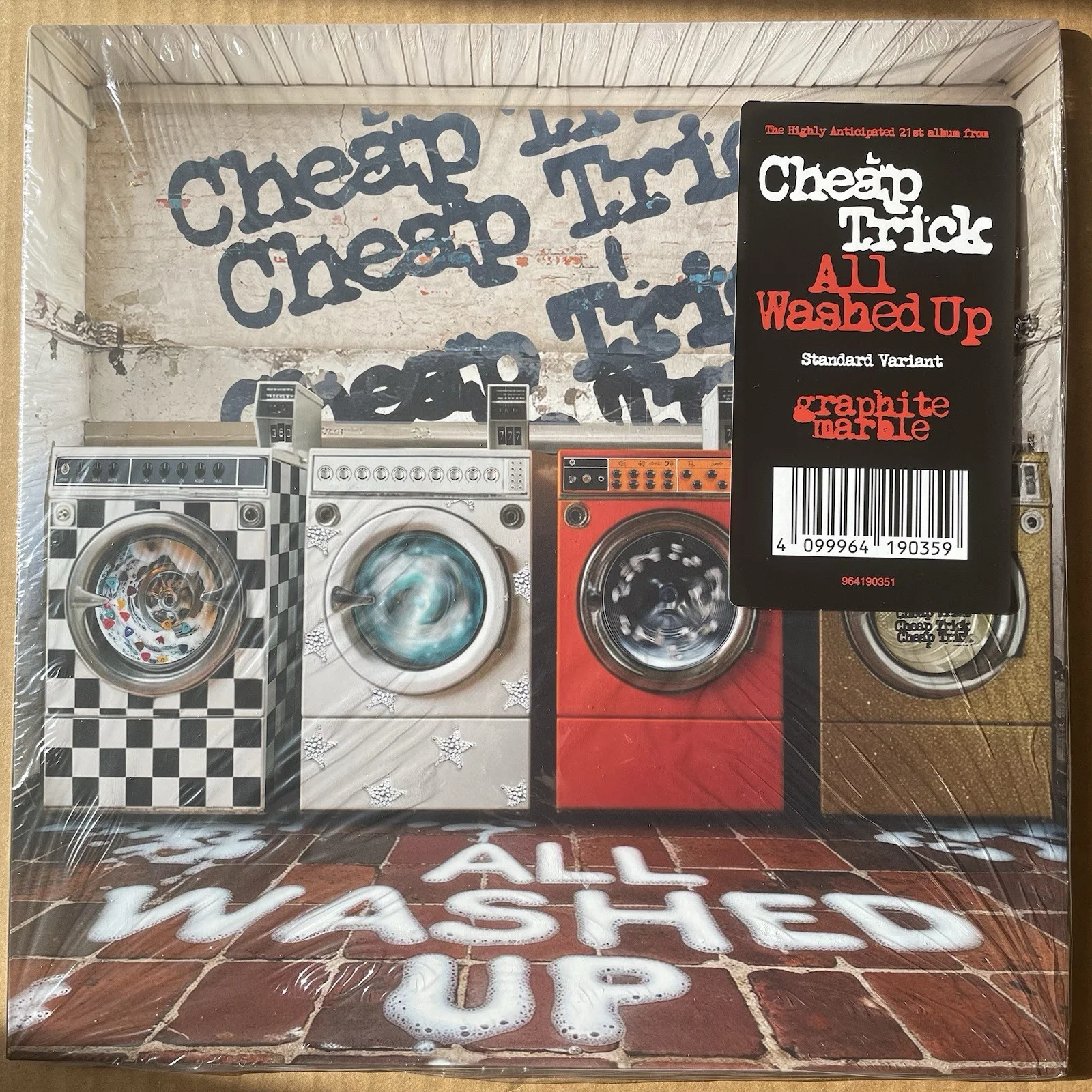 Cheap Trick All Washed Up SEALED LP w Signed Auto Insert Graphite Marble Vinyl, image 2