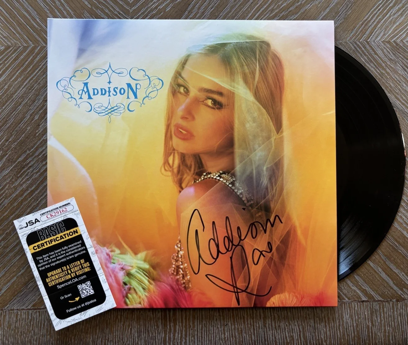 ADDISON RAE ADDISON SIGNED JSA COA Jacket Vinyl LP Record autograph TikTok, image 2