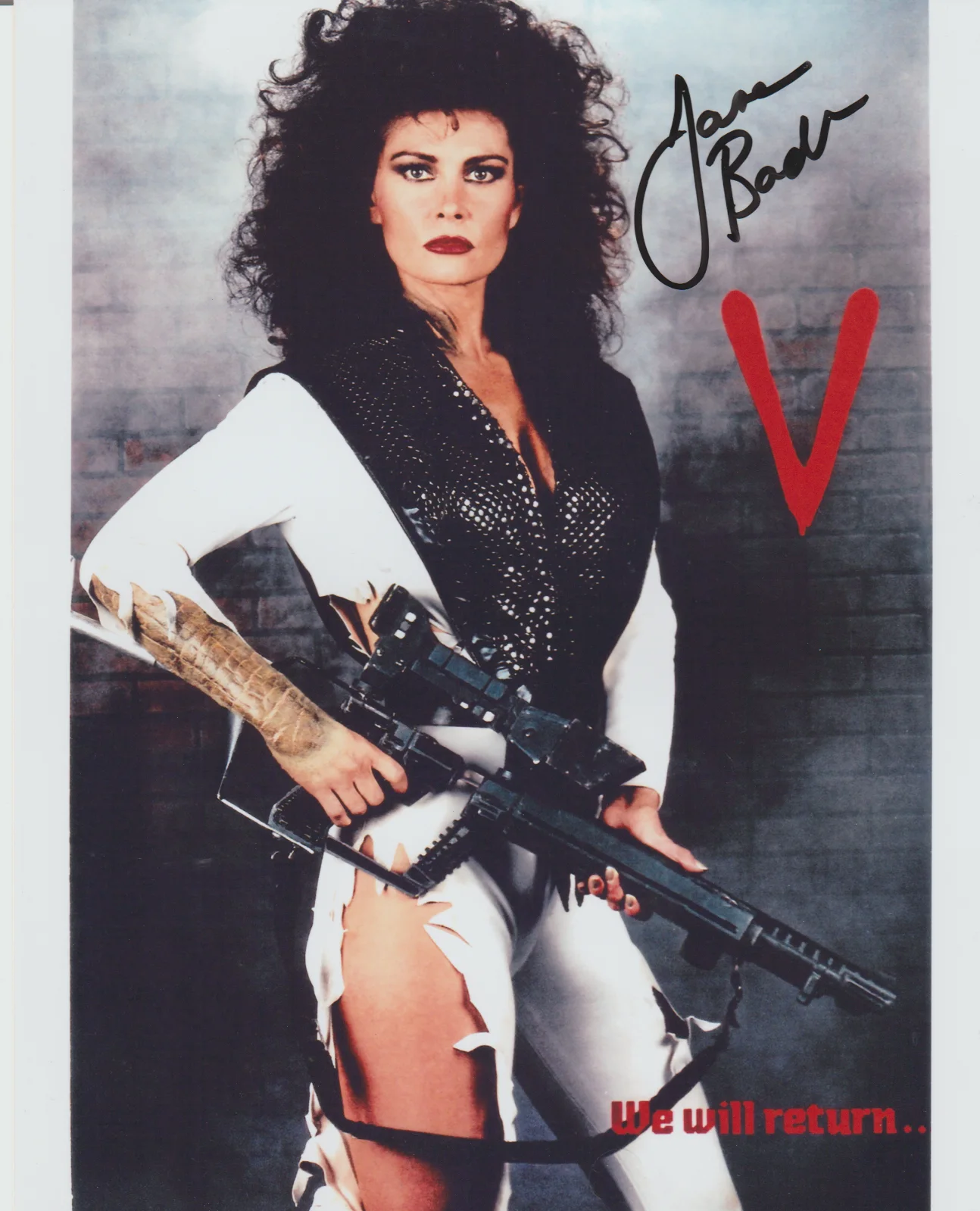 JANE BADLER — JANE BADLER V SIGNED 8X10 COLOR PHOTO AUTOGRAPH SCI-FI TV DIANA 1984