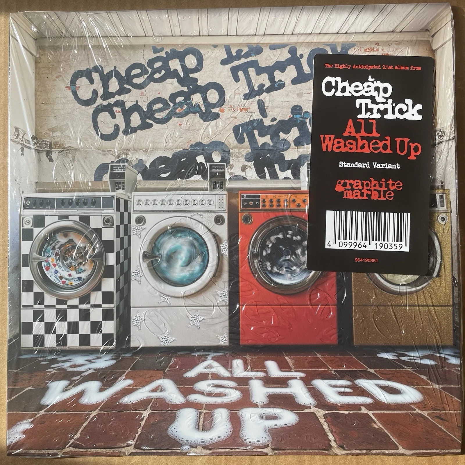 Cheap Trick All Washed Up SEALED LP w Signed Auto Insert Graphite Marble Vinyl, image 2