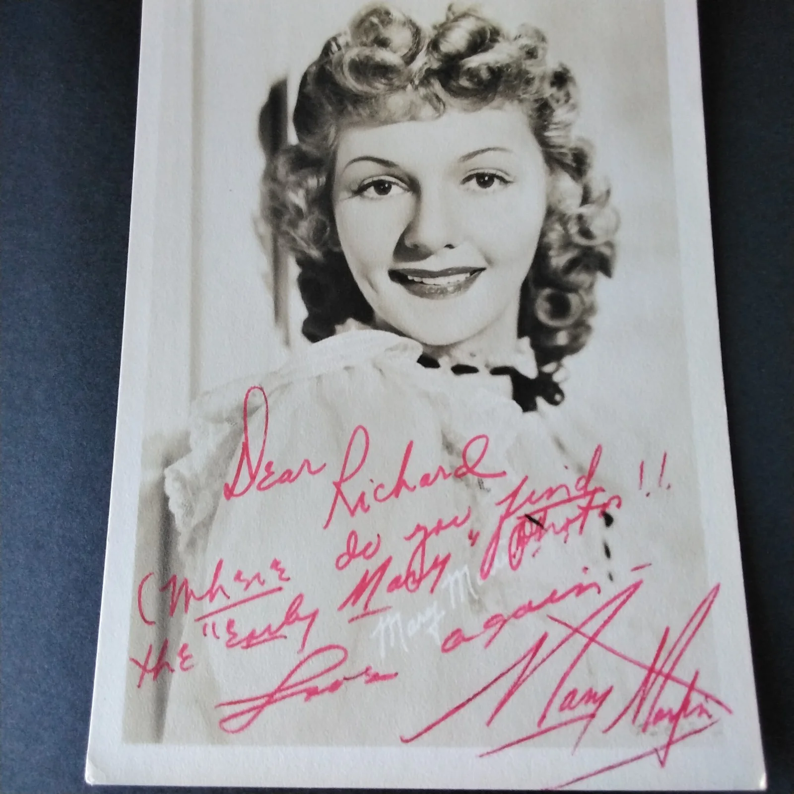 Mary Martin SIGNED DW Photo Film Stage Actress Peter Pan Sound of Music Go Lucky, изображение 2