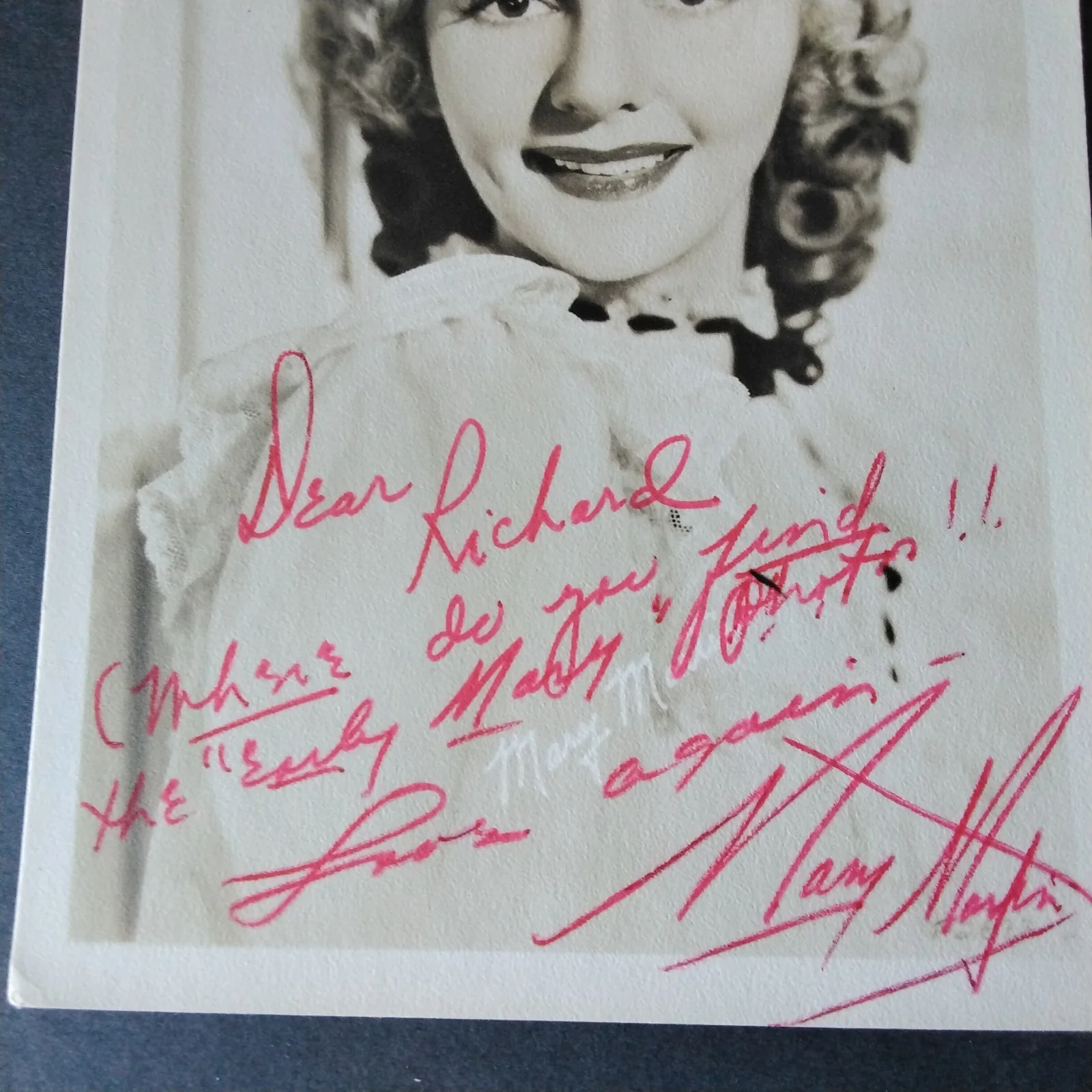 Mary Martin SIGNED DW Photo Film Stage Actress Peter Pan Sound of Music Go Lucky, изображение 3
