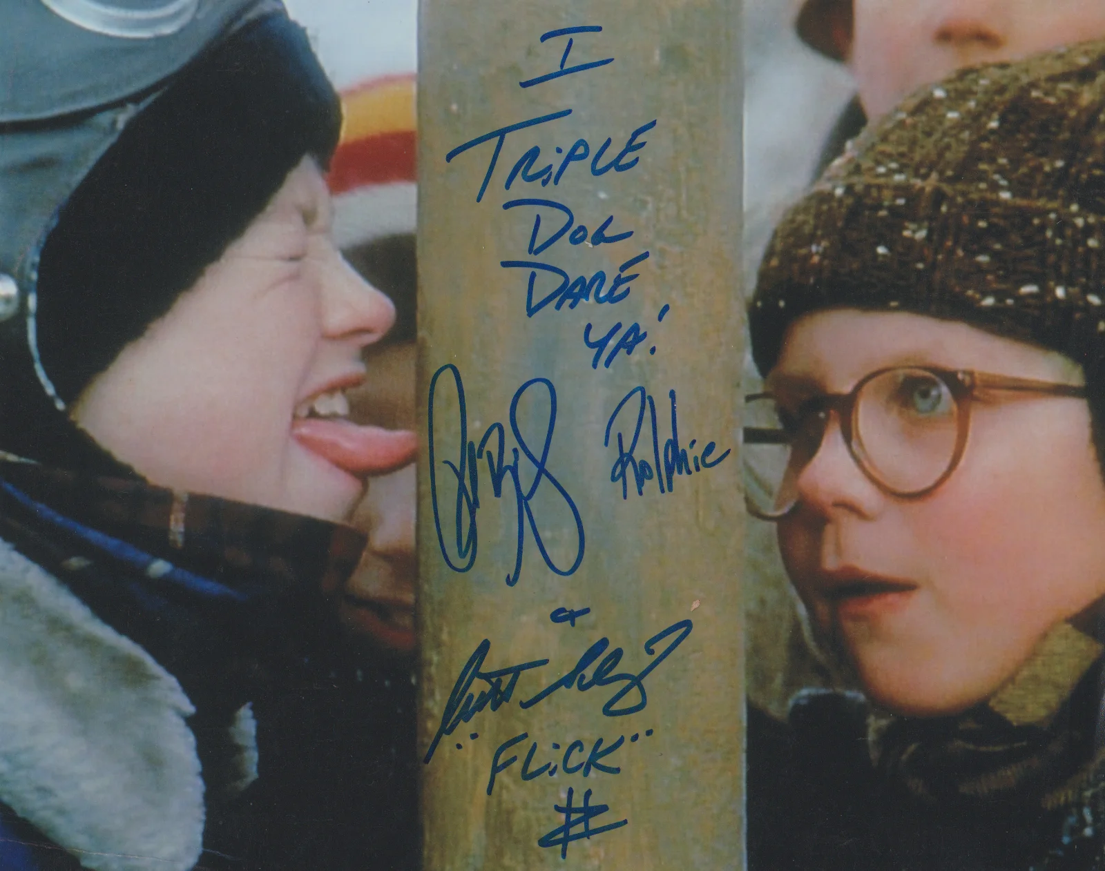 PETER BILLINGSLEY & SCOTT SCHWARTZ — PETER BILLINGSLEY SCOTT SCHWARTZ A CHRISTMAS STORY SIGNED COLOR PHOTO AUTOGRAPH